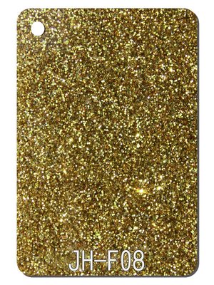 Gold Glitter PMMA Acrylic Sheets Home Wall Daylight Display Exhibit Panel