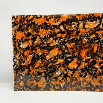 Orange Black Swirls Cast Acrylic Sheet 10mm Thickness For Handicraft