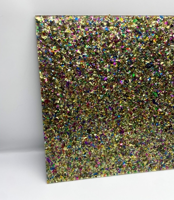Colorful Chunky Flakes Glitter Cast Acrylic Sheet For Laser Cut 4mm Thick