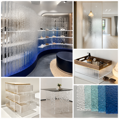 Acrylic Sheet with Clear Wave Stripe Shapes Wall Texture Embossed Decorative Acrylic Panels for Custom Cutting