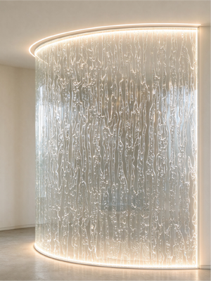 Middle Tree Bark Texture Acrylic Sheet Clear Embossed PMMA Plexiglass Panel For Backlit Partition