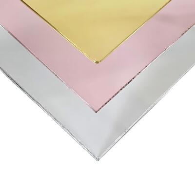 High Gloss Mirror Acrylic Sheet Silver Gold Red Mirror PMMA Panel Laser Cuttable Mirror Plastic Sheet For Signage Interior Decoration Handicraft Cake Topper